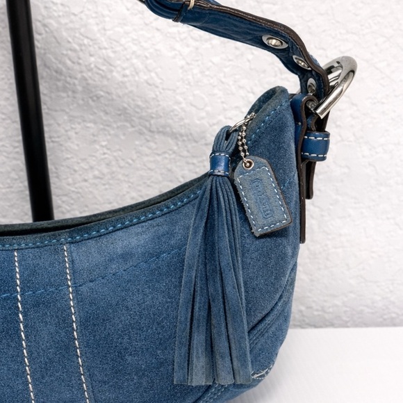 Coach SoHo Hobo Shoulder Bag Blue Suede w/fringe tassel Vintage 2005 style #8A14 - Picture 9 of 14